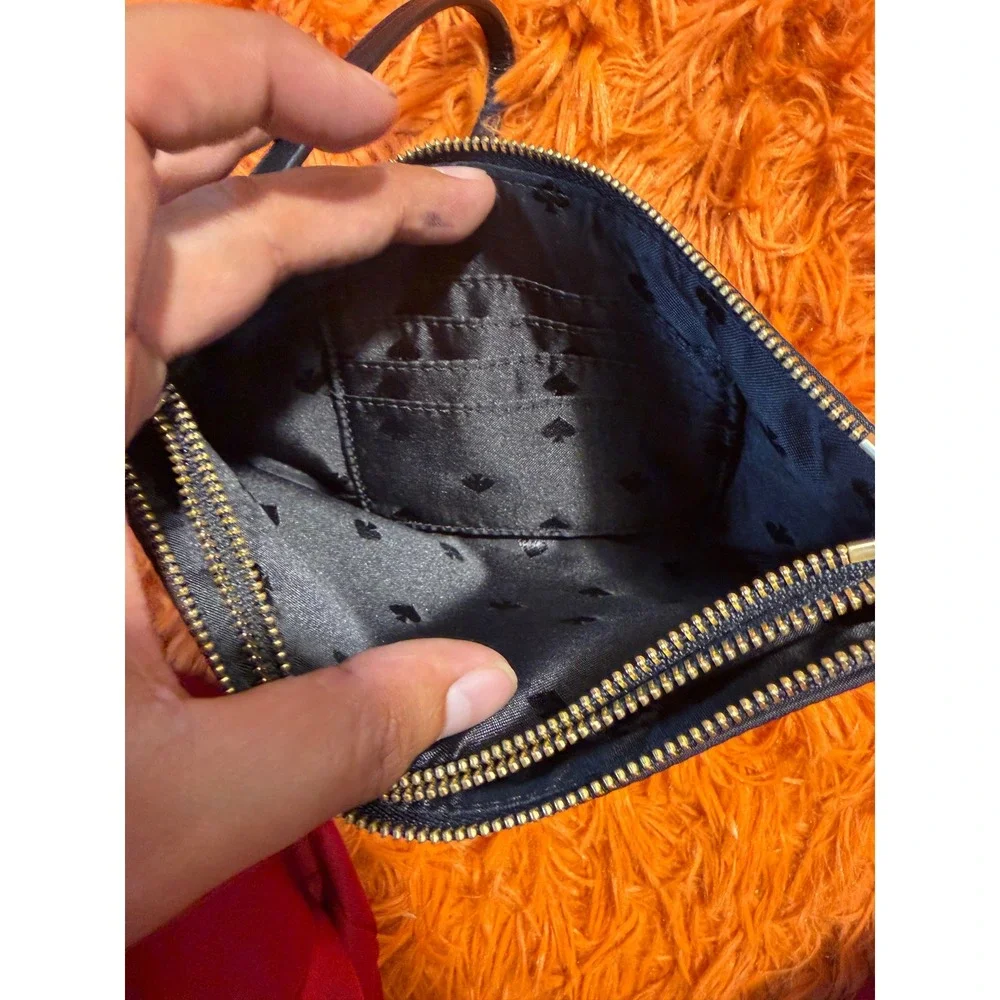 Kate Spade Wilson Road Double Zip Wristlet Black Nylon Pouch WLRU5371